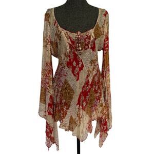 Vintage Y2K Rampage made in USA whimsy goth fairy bell sleeve blouse/dress